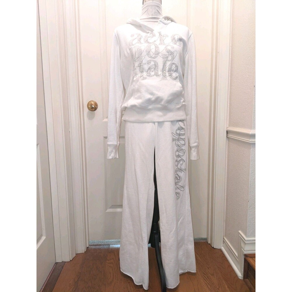 Y2K Aeropostale White Script Tracksuit Jogger Sparkly Size Large